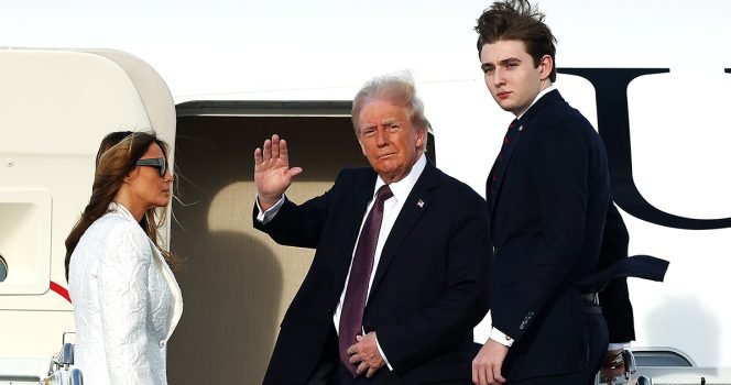 Trump’s unusual explanation for Barron’s height after photo leaves people stunned